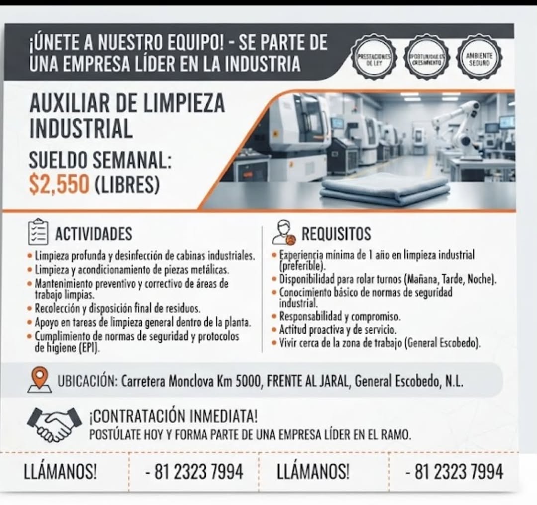Auxiliar de Limpieza Industrial