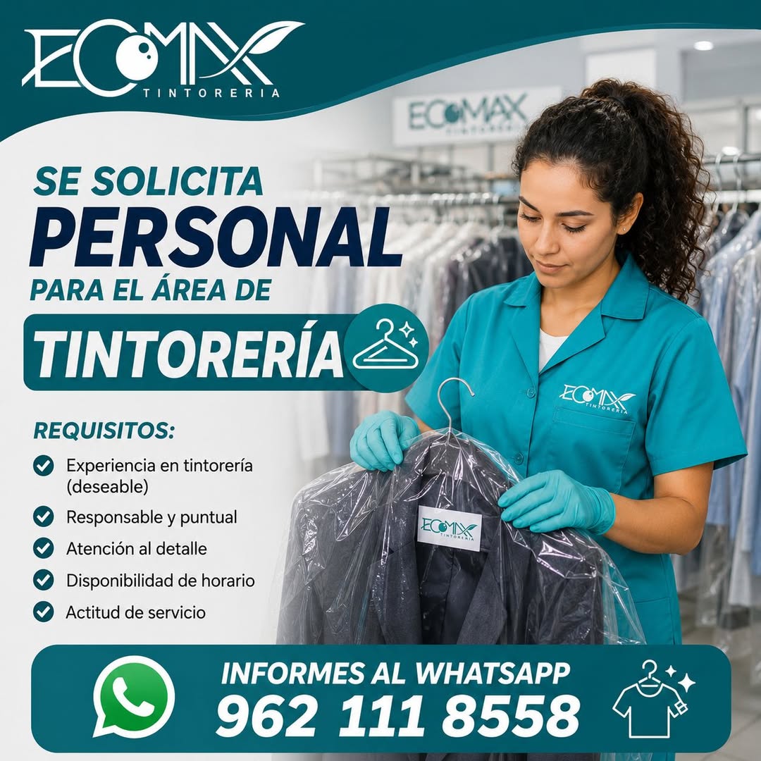 Personal para el área de tintorería