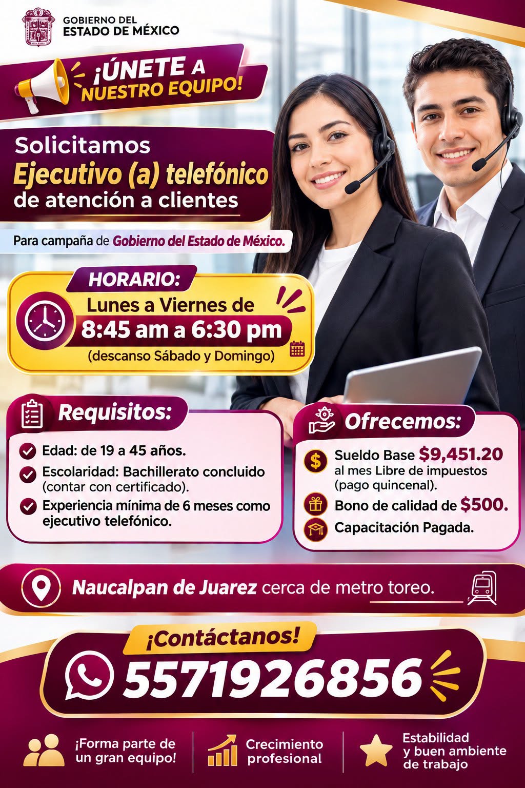 Ejecutivo(a) Telefónico de Atención a Clientes