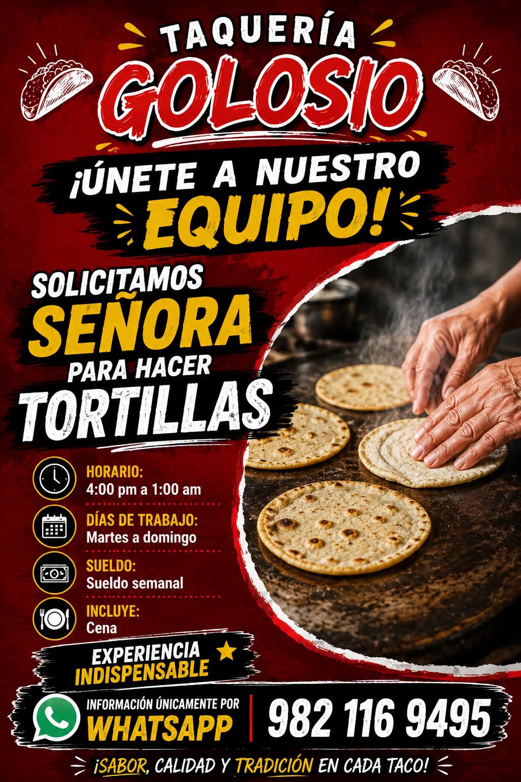Señora para hacer tortillas