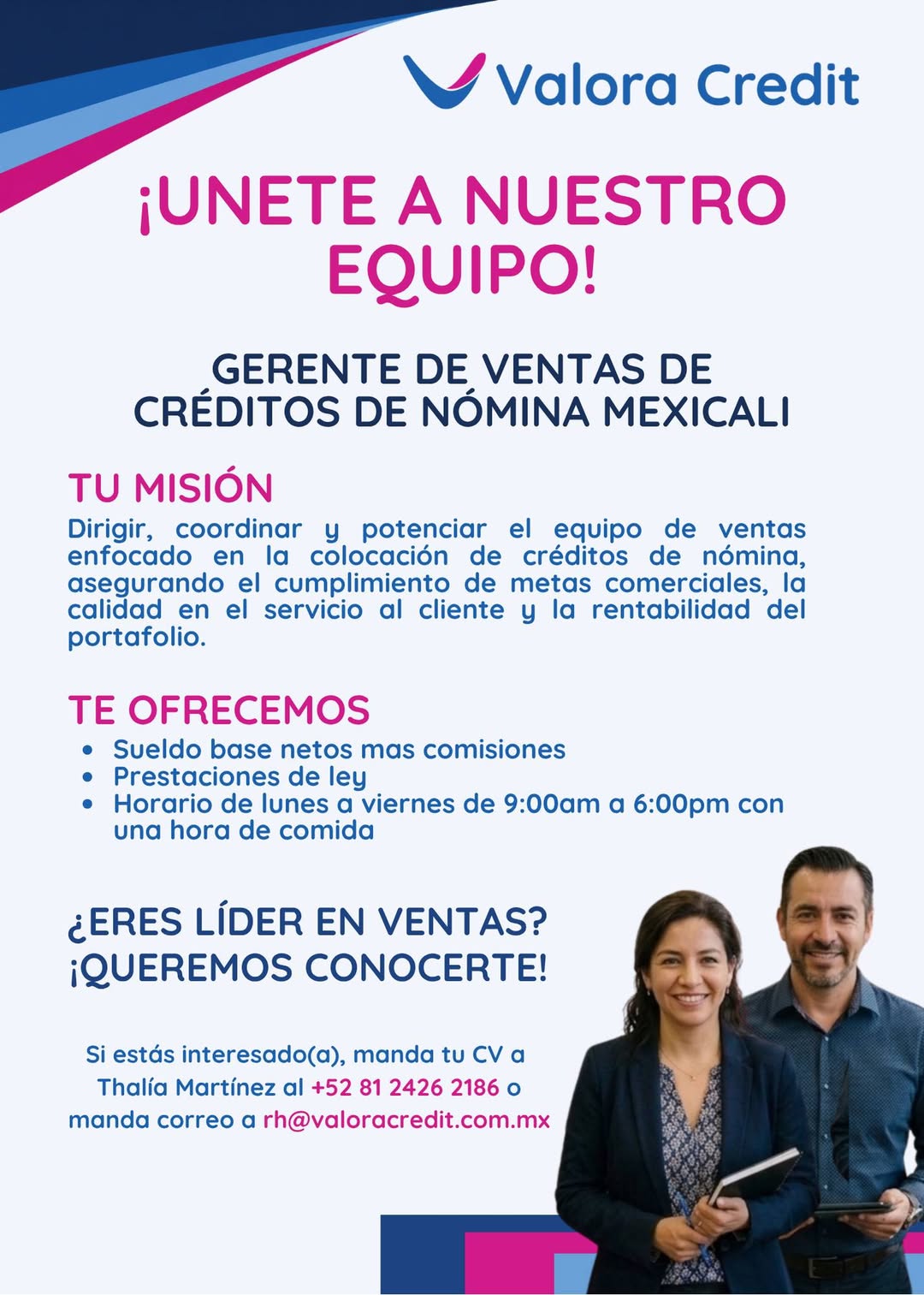 Gerente de Ventas de Créditos de Nómina