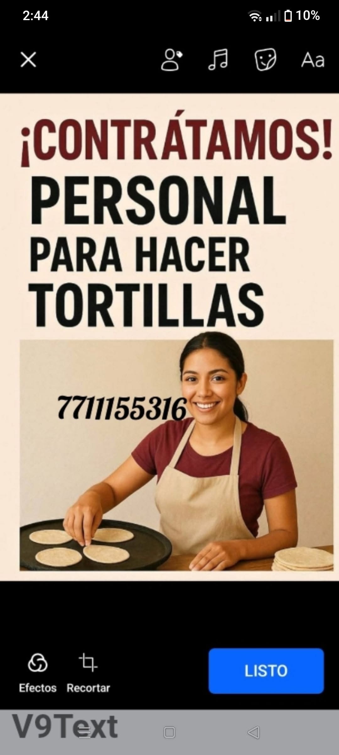 Personal para hacer tortillas