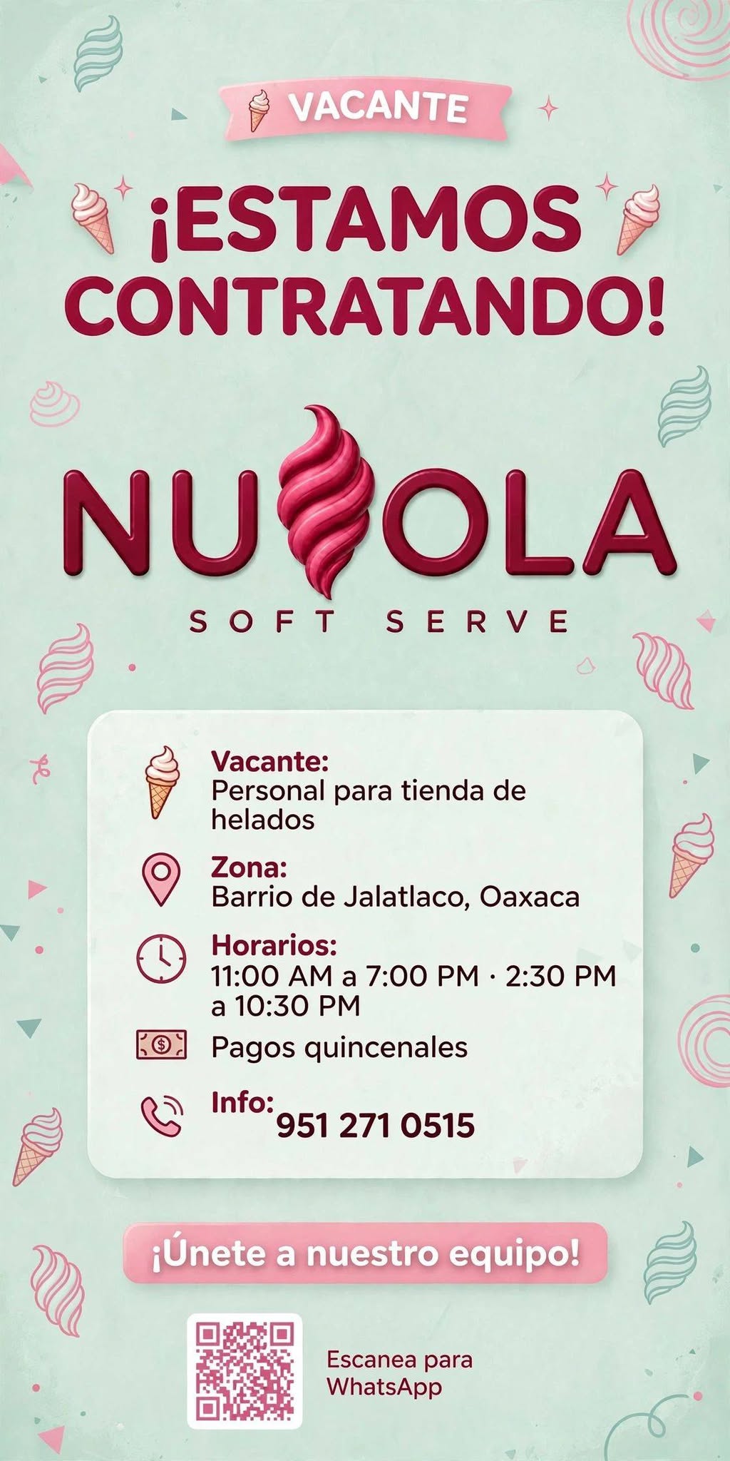 Personal para tienda de helados