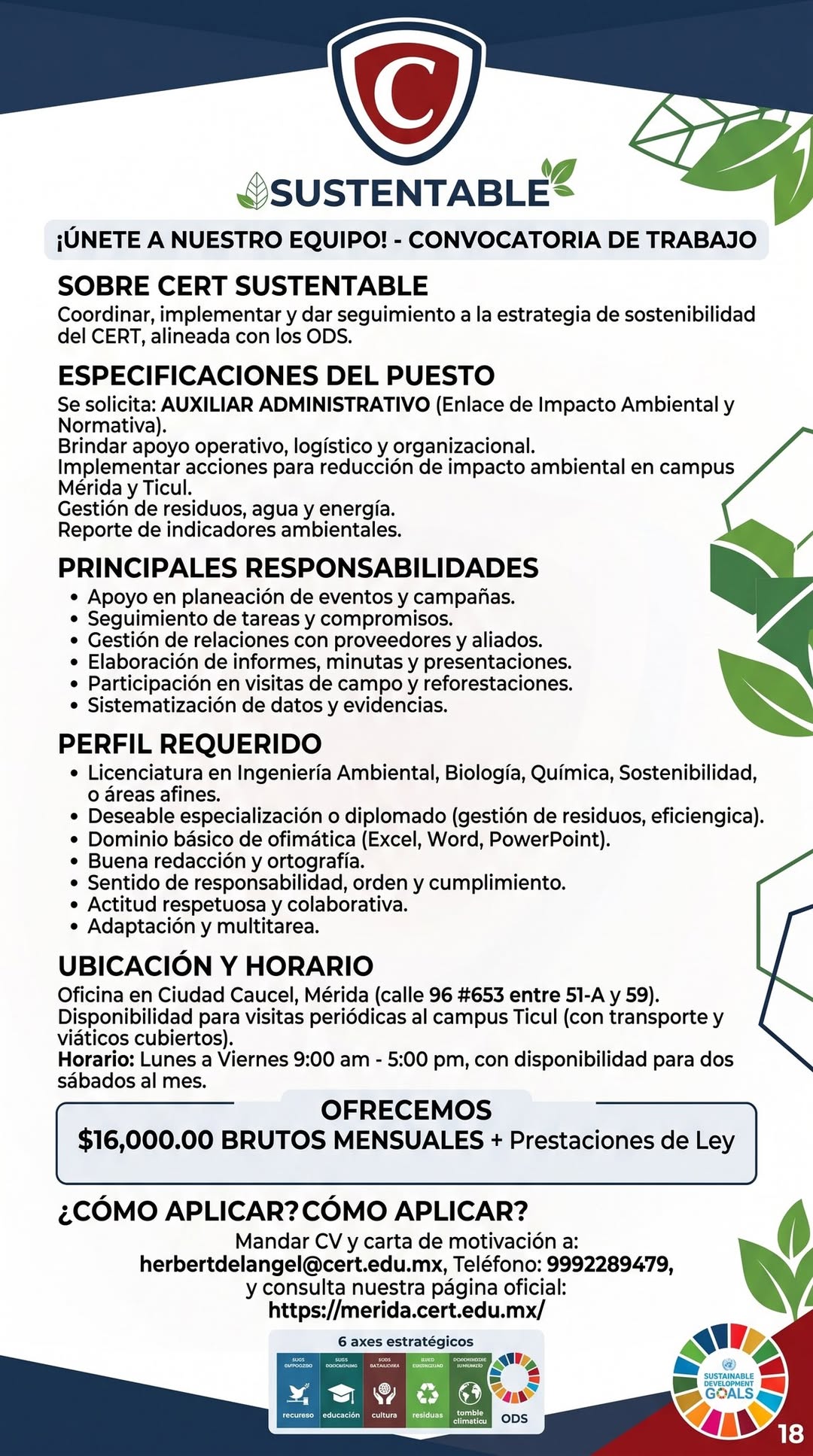 Auxiliar Administrativo / Enlace de Impacto Ambiental y Normativa