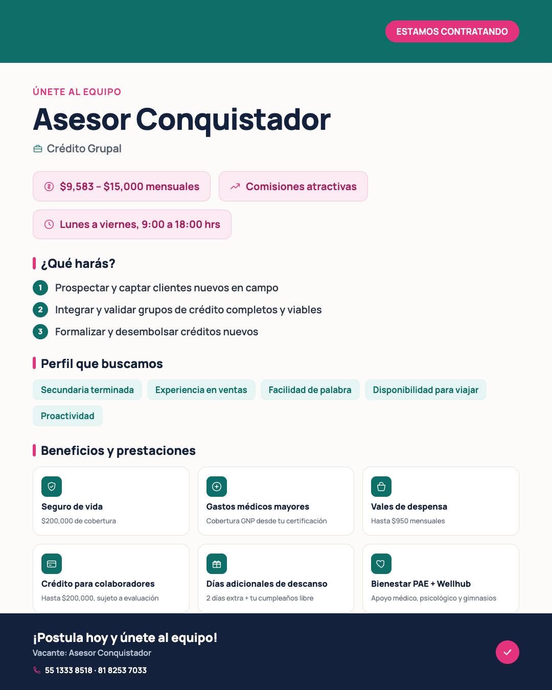 Asesor de Crédito Grupal