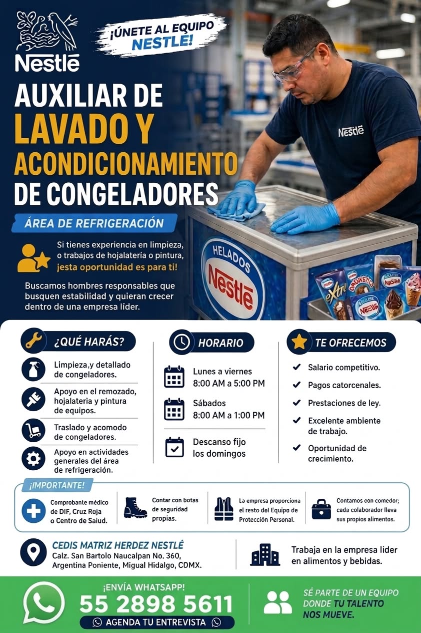Auxiliar de Lavado y Acondicionamiento de Congeladores