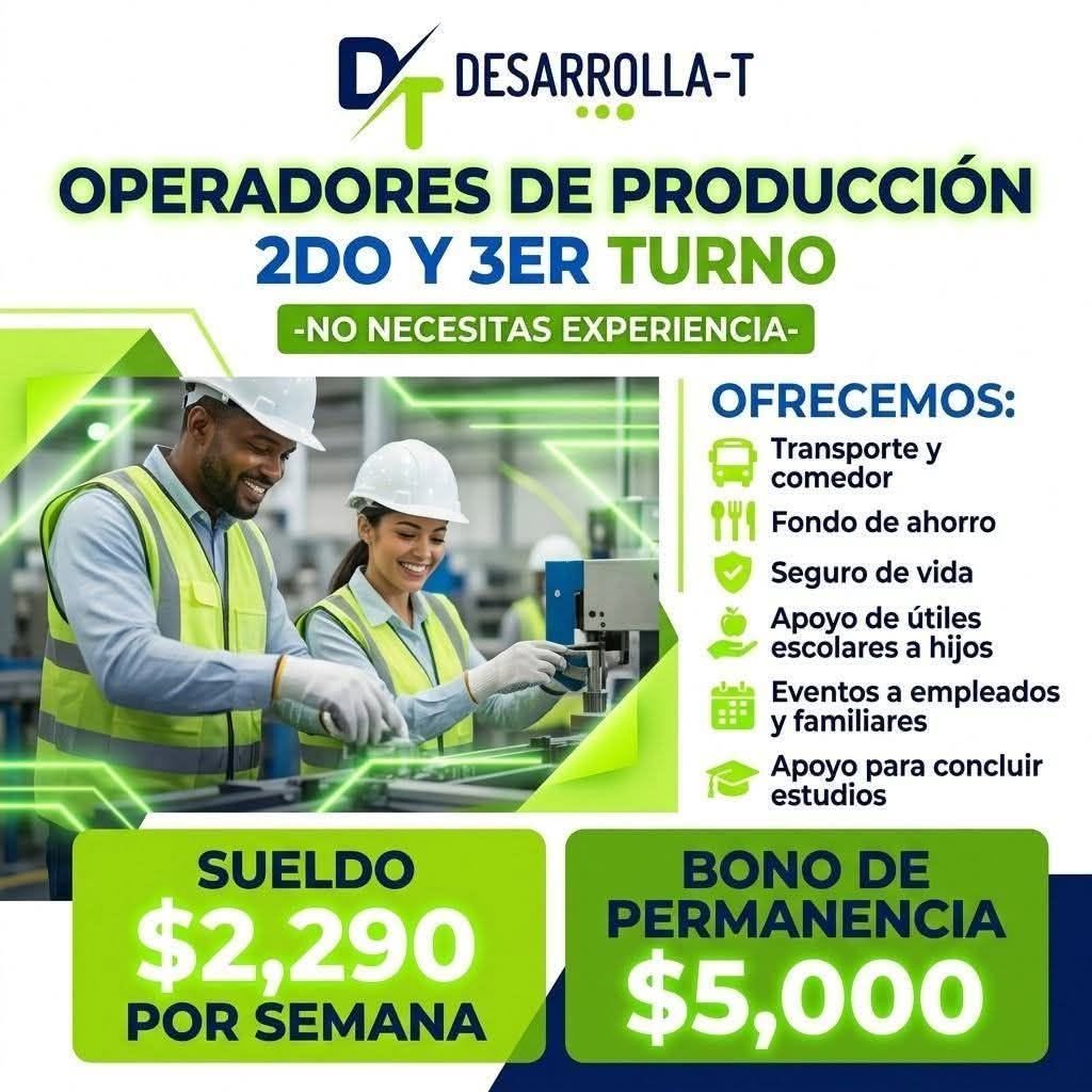 Operador de Producción 1er, 2do y 3er Turno