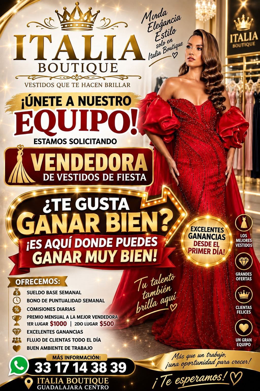 Vendedora de Vestidos de Fiesta