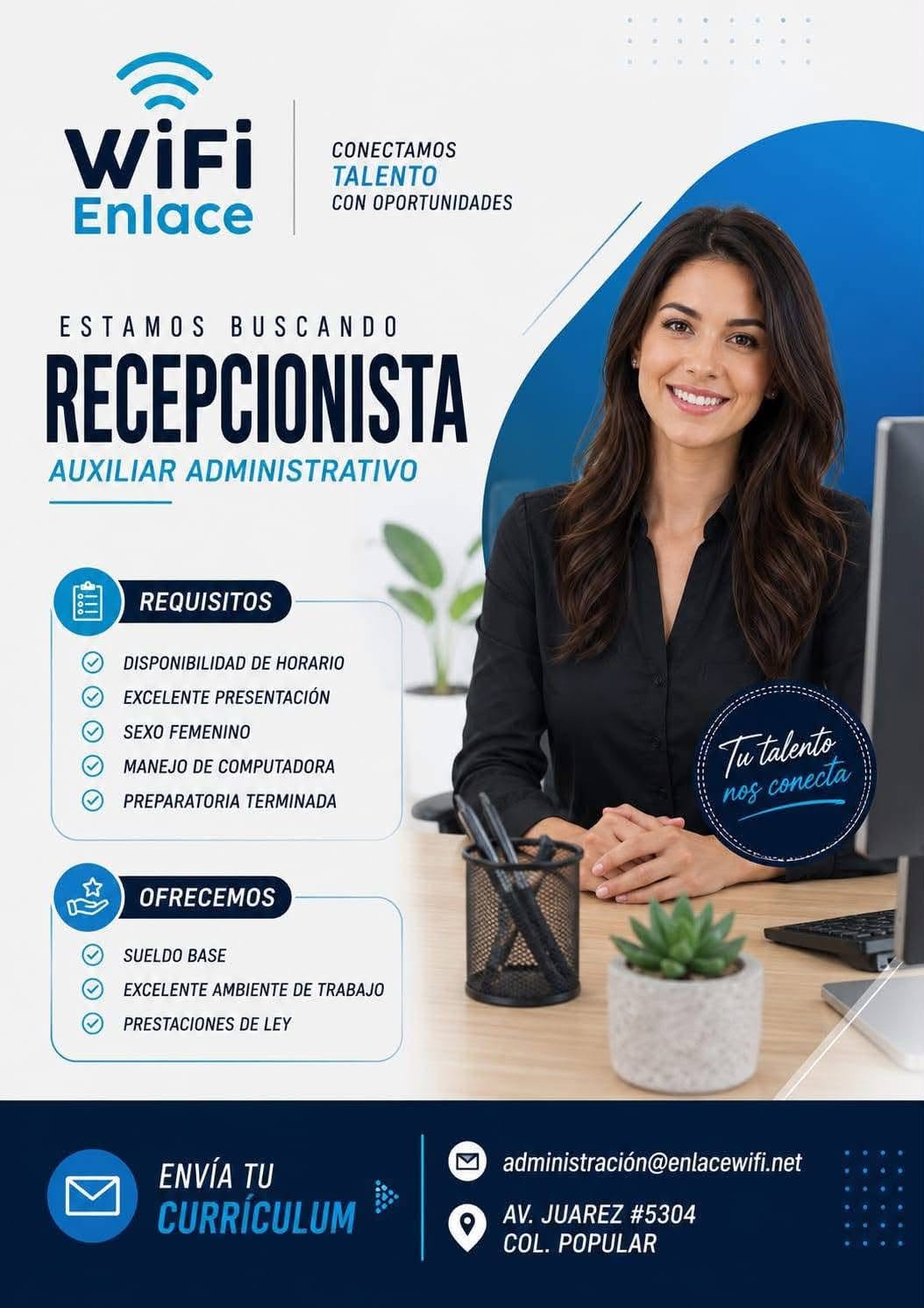Recepcionista / Auxiliar administrativo