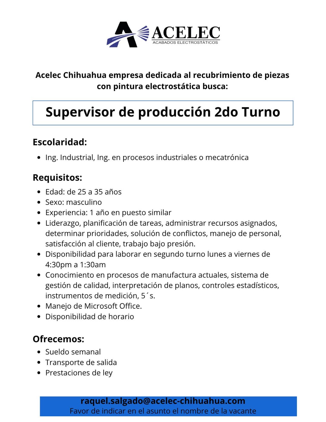 Supervisor de producción
