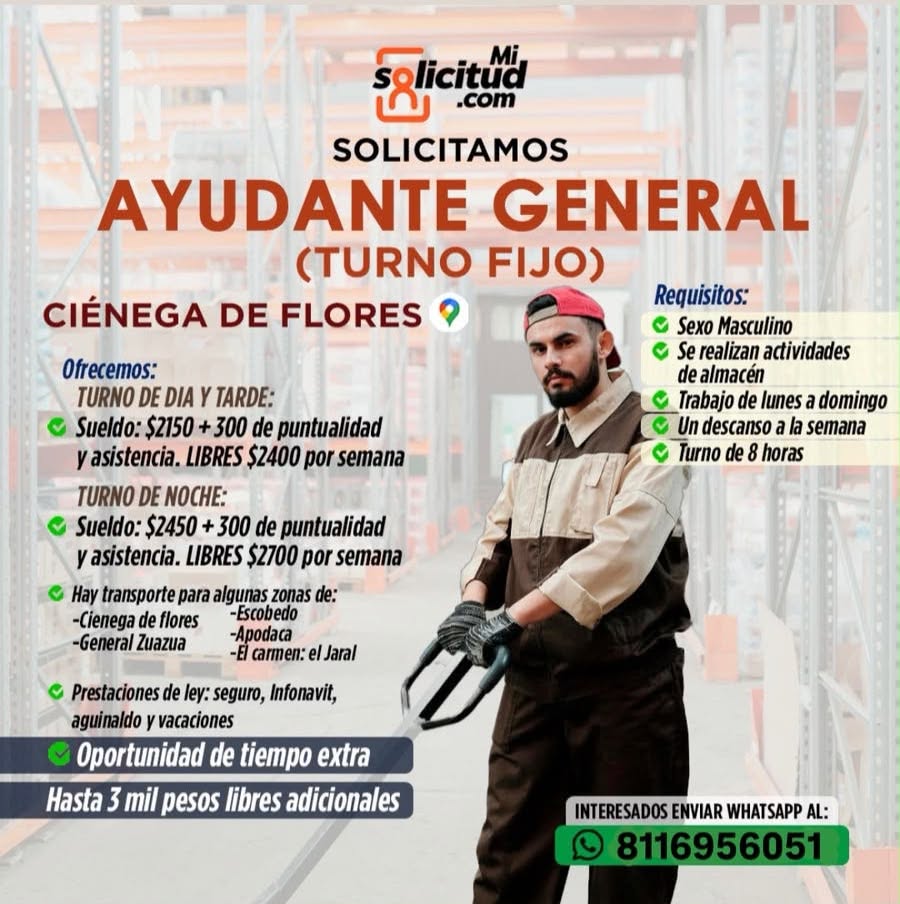Ayudante General Turno Fijo