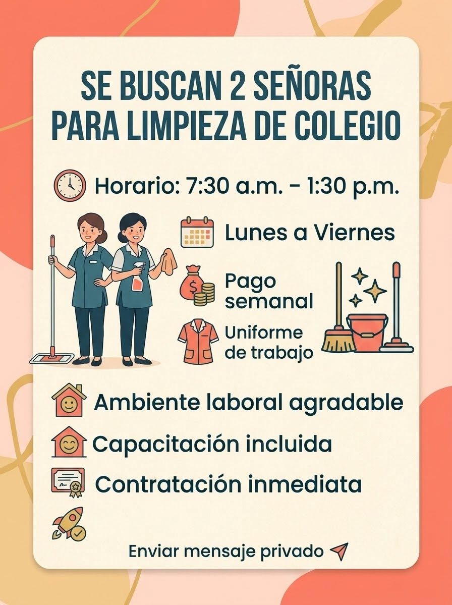 Señora para Limpieza de Colegio