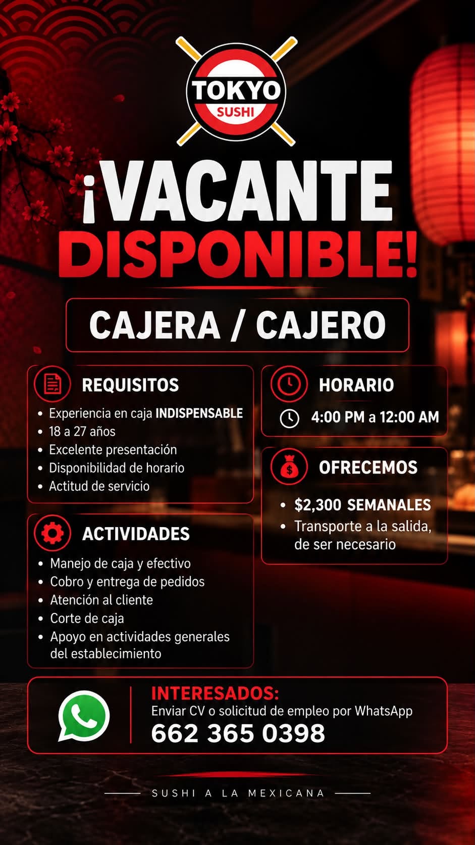 Cajera/Cajero