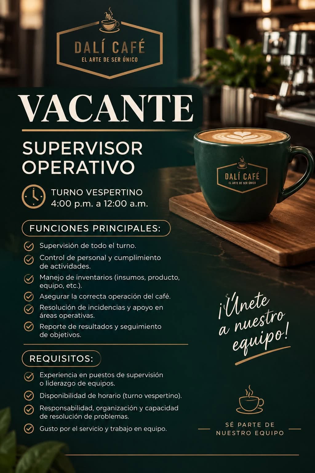 Supervisor de Turno Vespertino