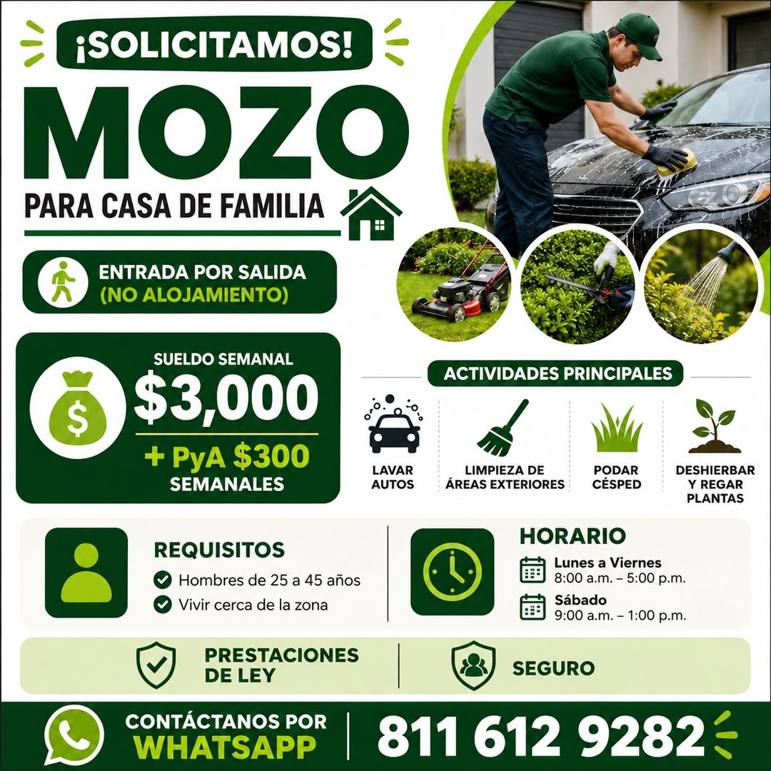 Mozo para Casa de Familia