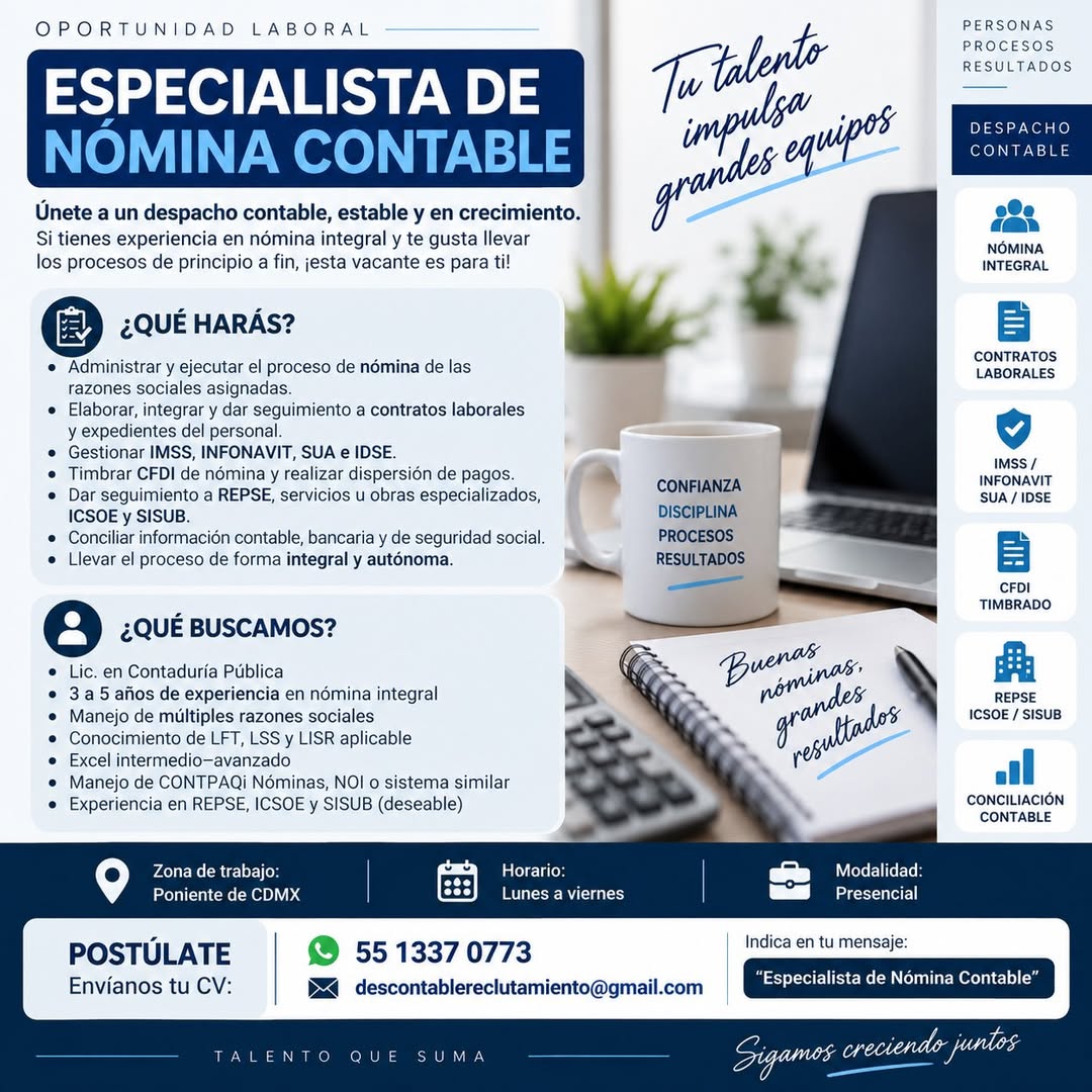 Especialista de Nómina Contable