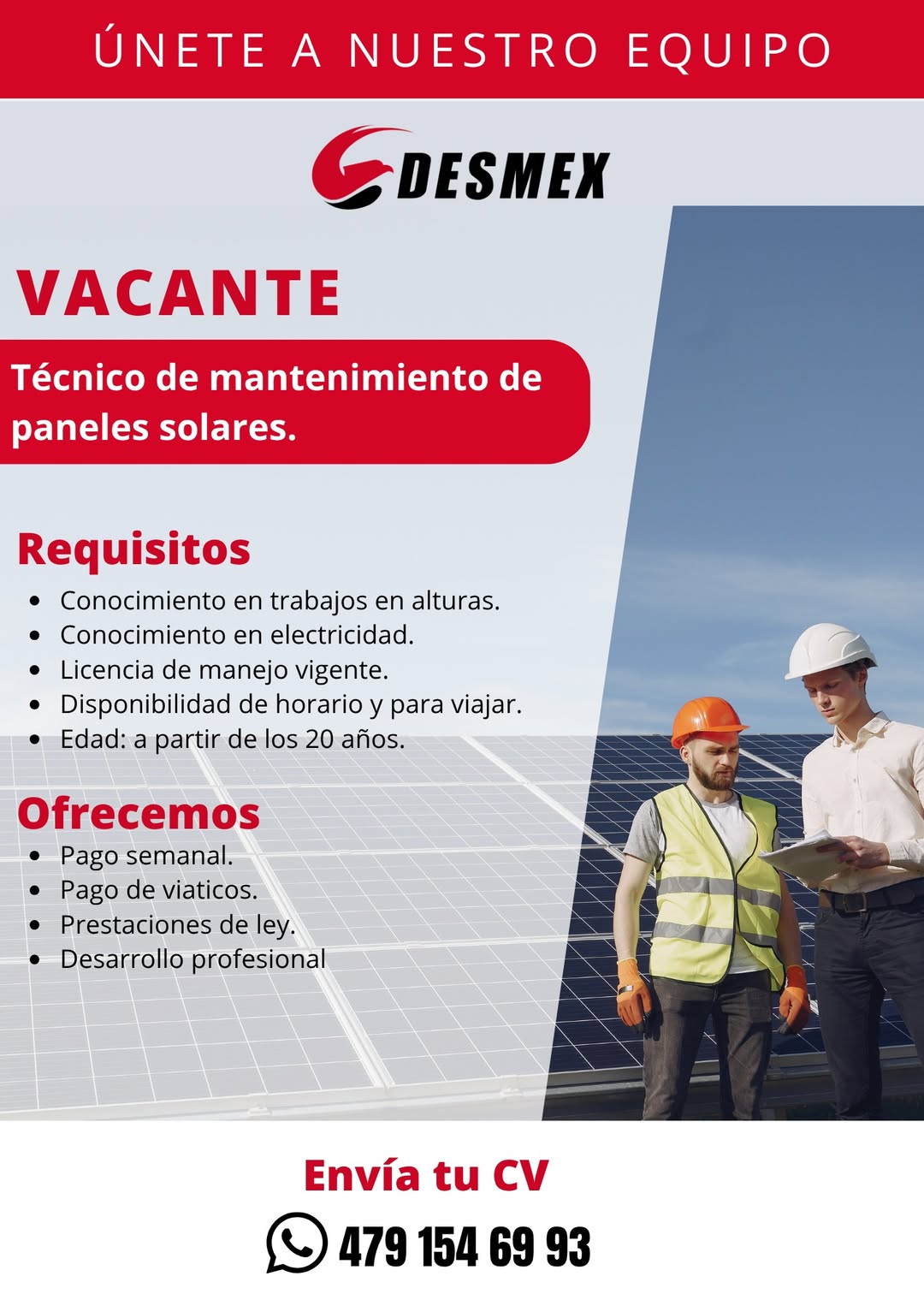 Técnico de Mantenimiento en Paneles Solares