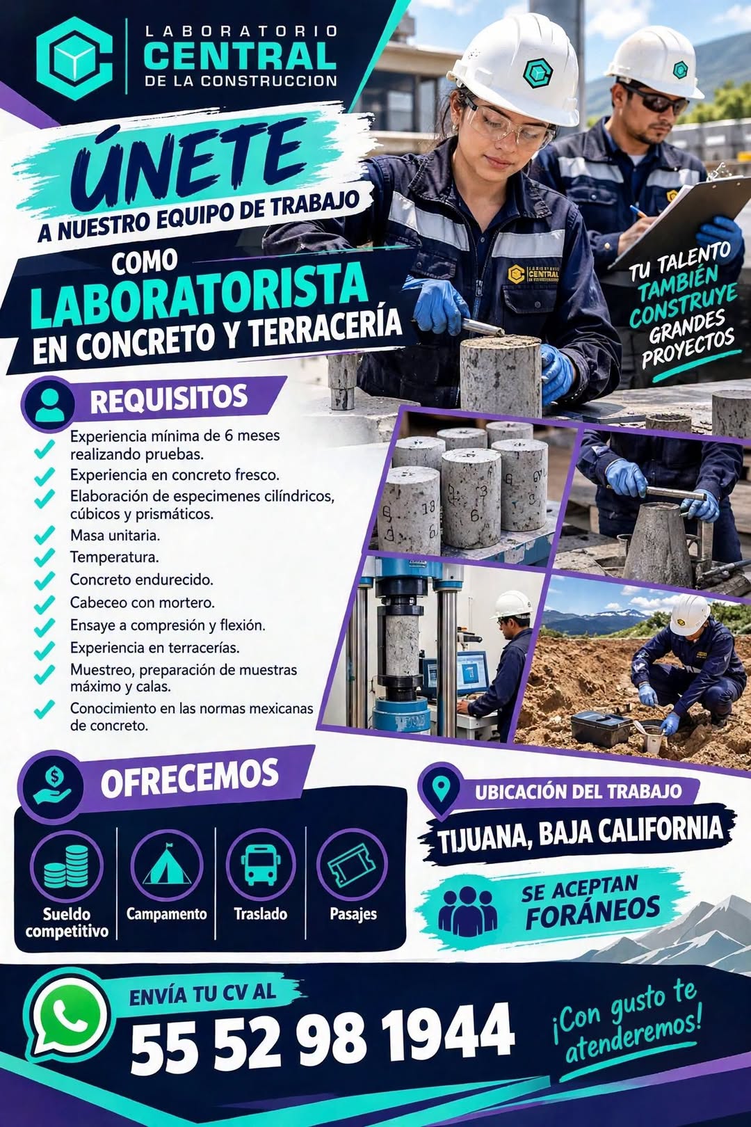 Laboratorista de Concreto y Terracería