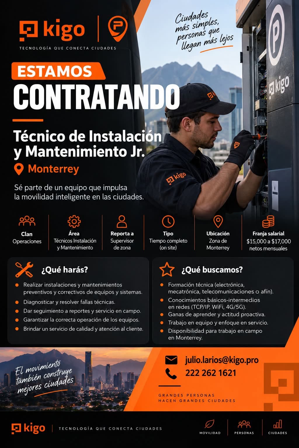 Técnico de Instalación y Mantenimiento Jr.