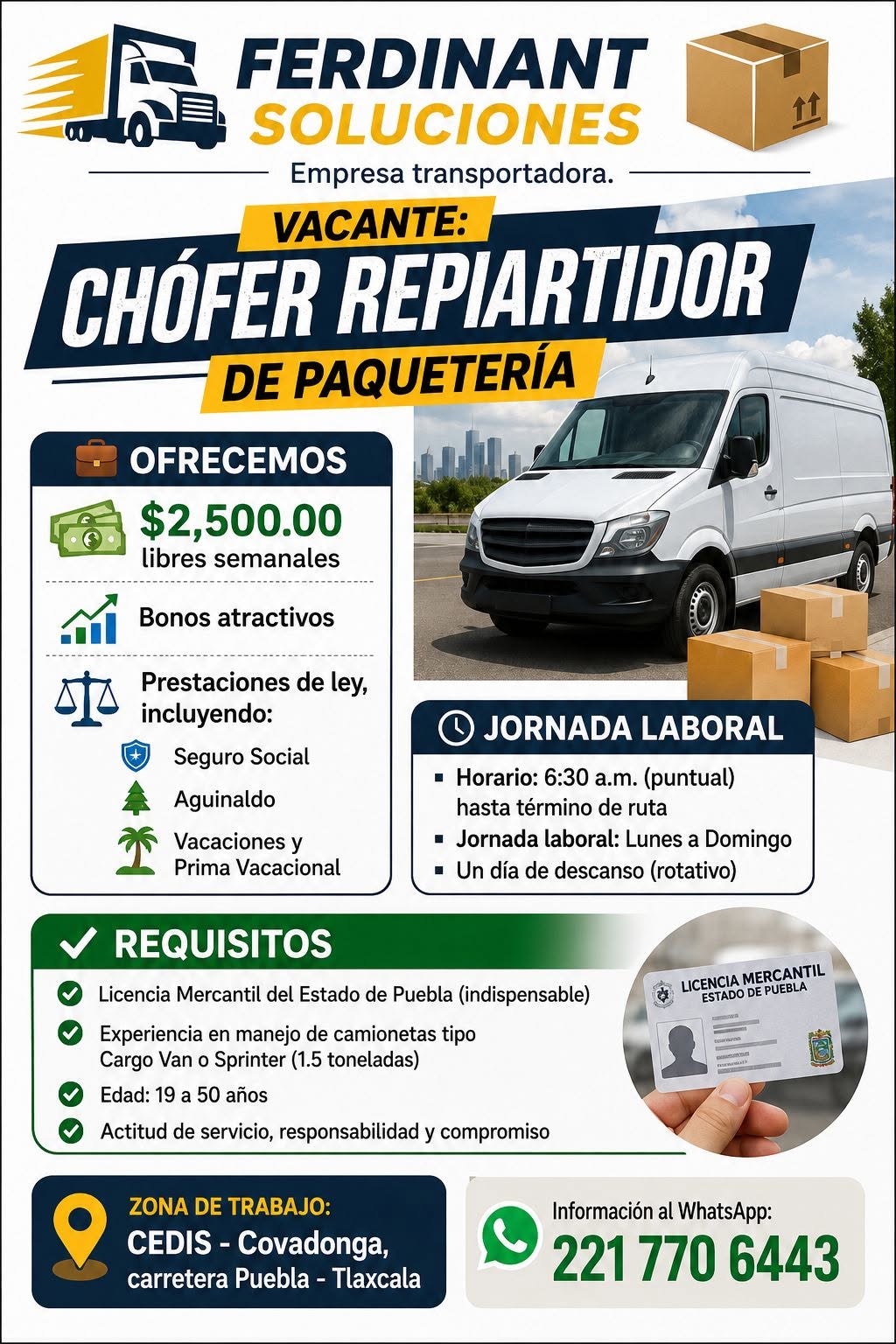Chófer Repartidor de Paquetería