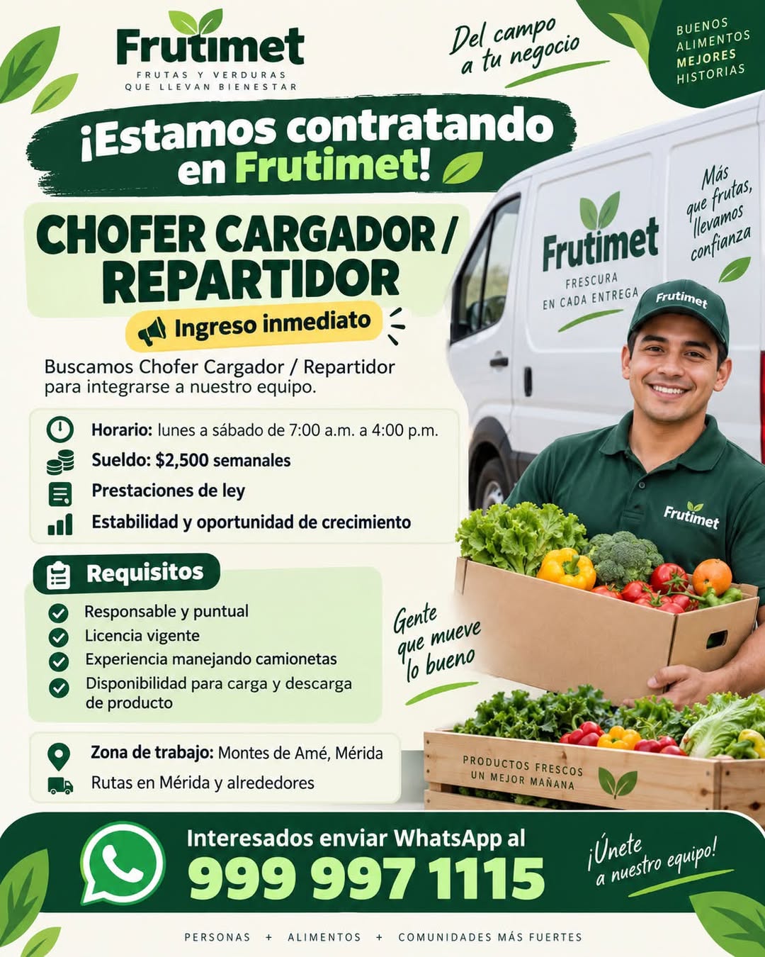 Chofer Cargador / Repartidor