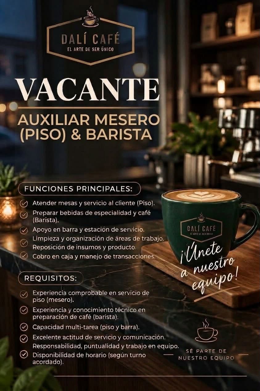 Auxiliar de Piso (Mesero)