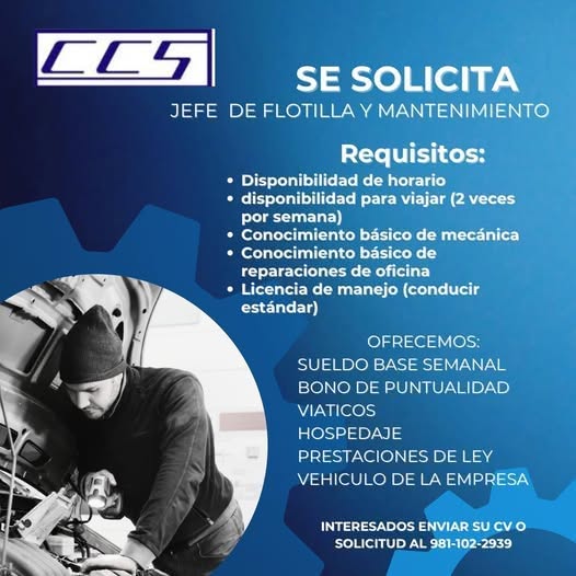 Encargado de Flotilla y Mantenimiento
