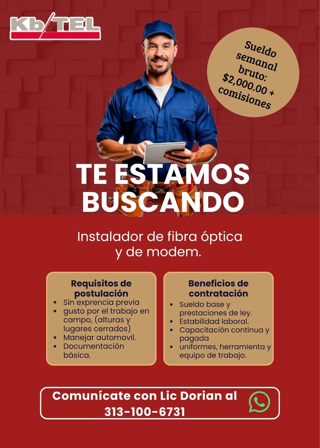Instalador de módem y fibra óptica