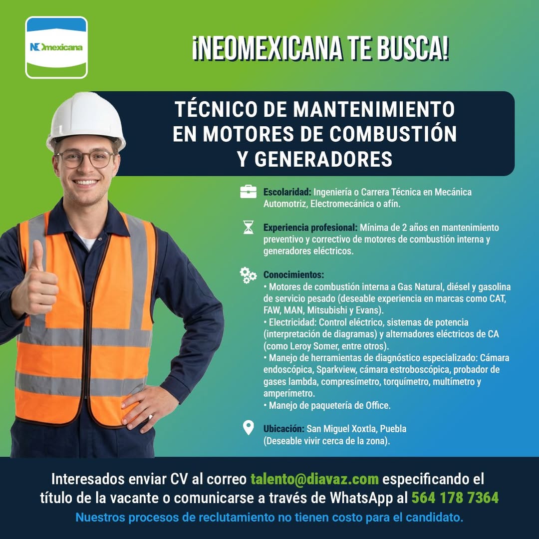 Mecánico en Motores de Combustión y Generadores