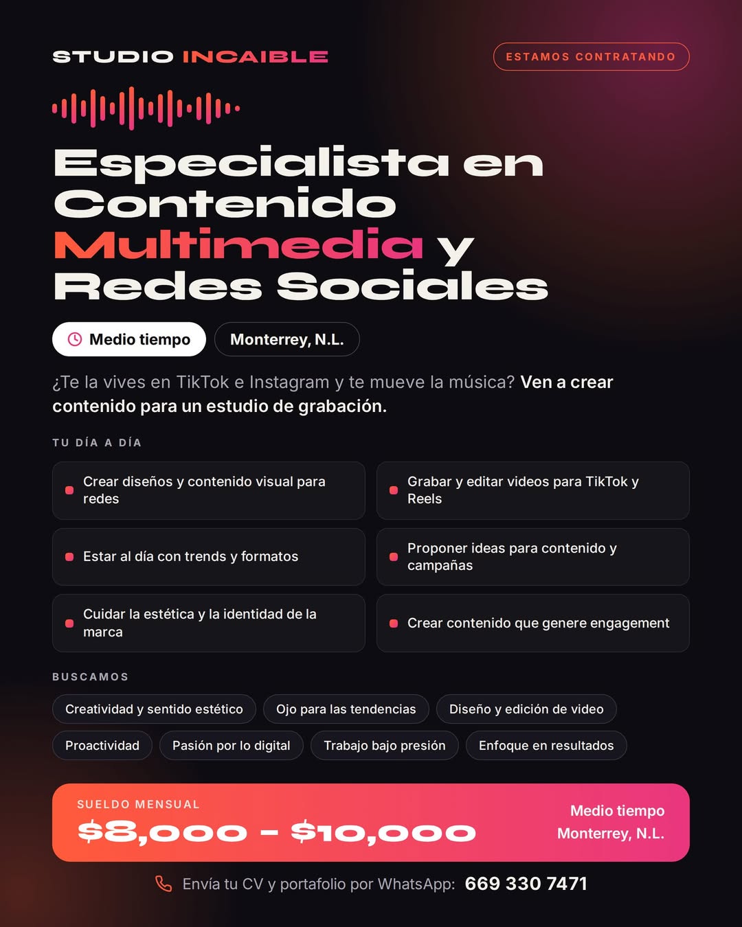 Especialista en Contenido Multimedia y Redes Sociales