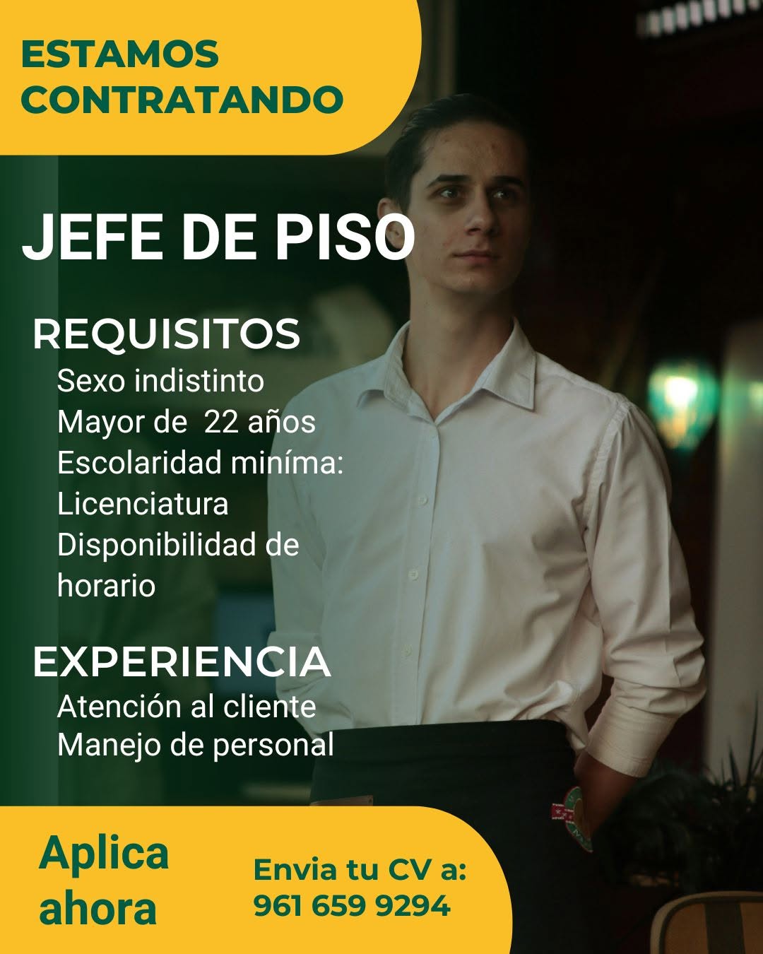 Jefe de Piso / Capitán de Meseros
