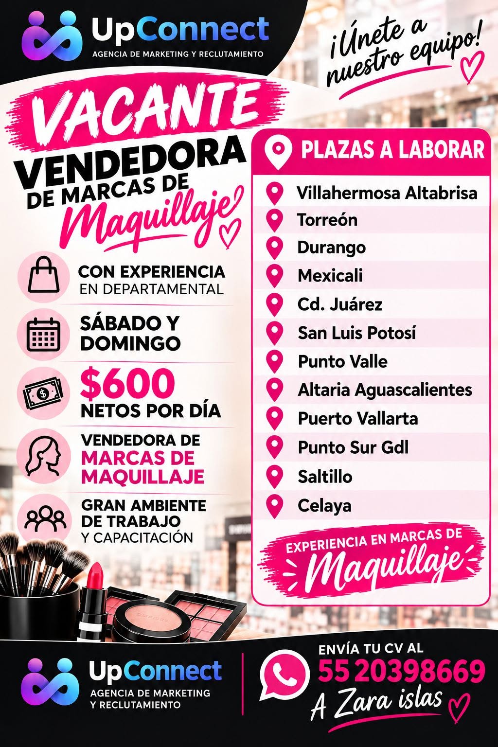 Vendedora de marcas de maquillaje
