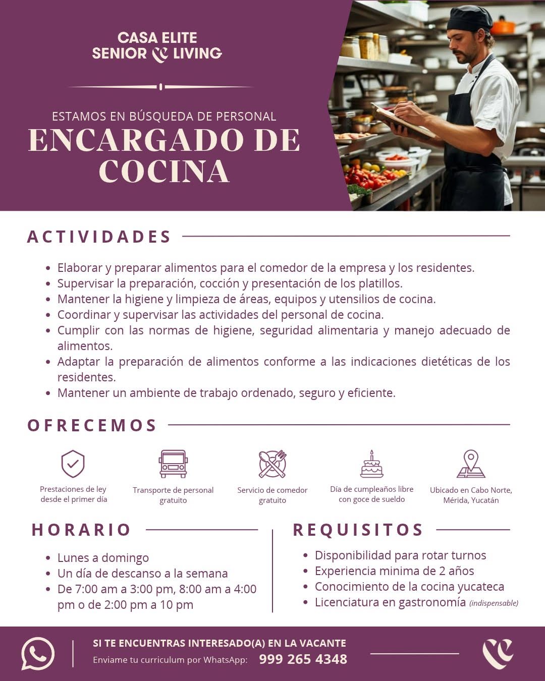 Encargado(a) de Cocina