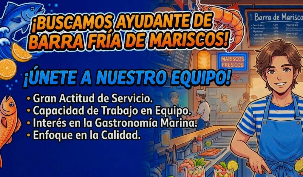 Ayudante de Barra Fría de Mariscos