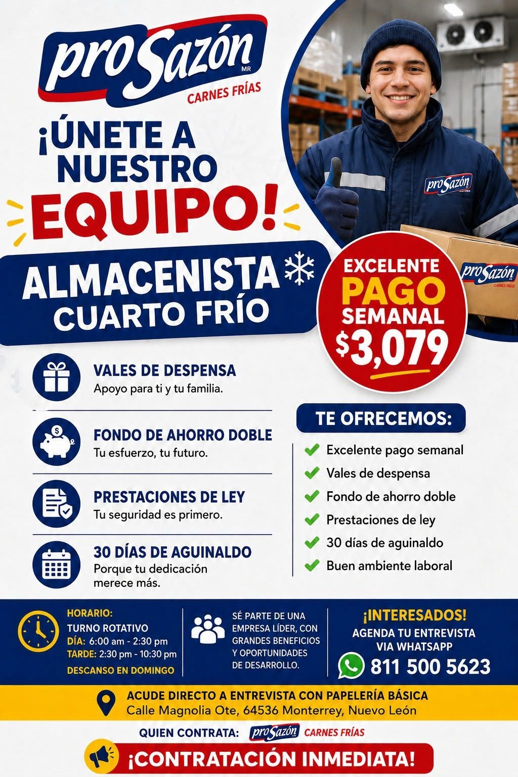 Vacante en Almacén Frío