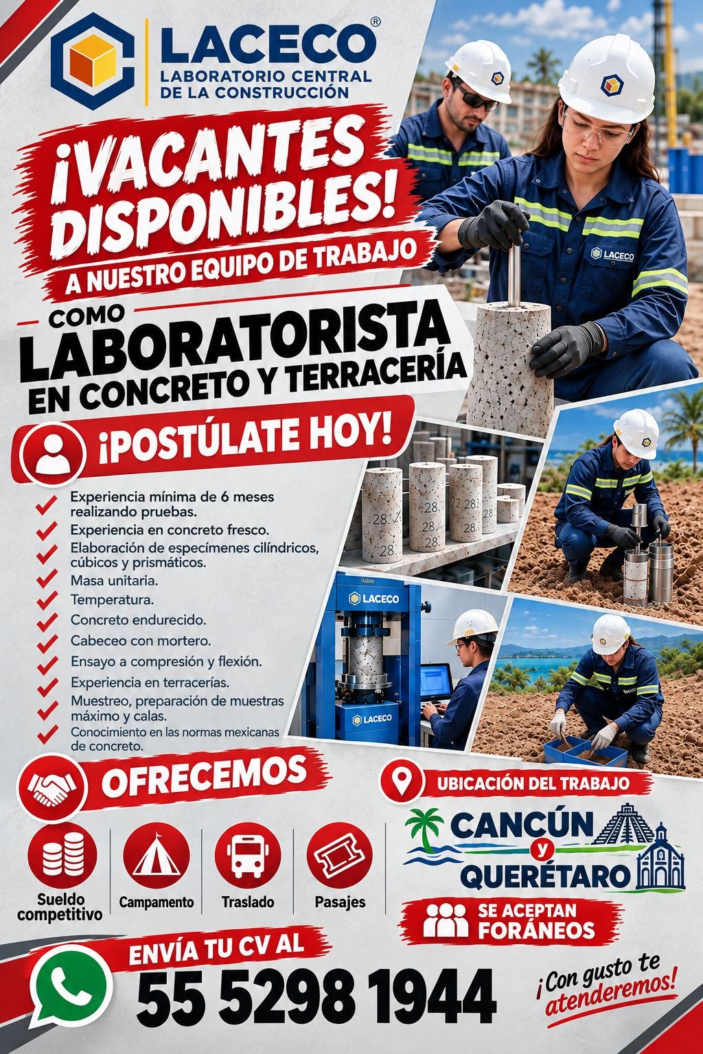 Laboratorista en Concreto y Terracería