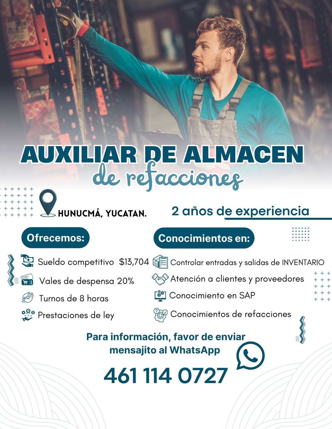 Auxiliar de almacén de refacciones