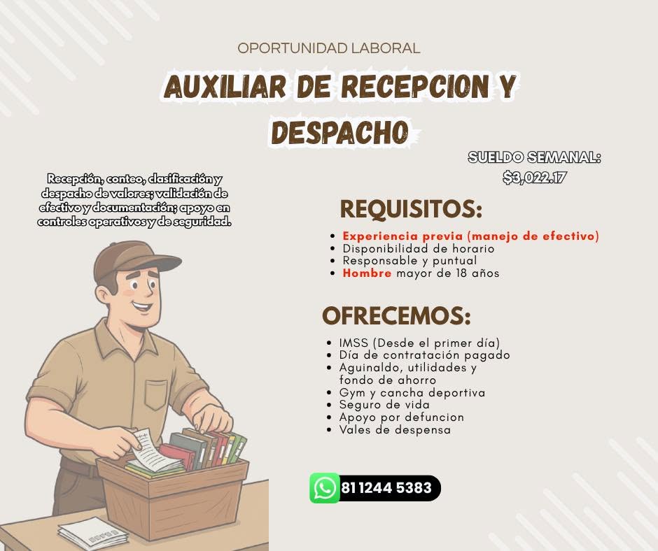 Auxiliar de Recepción y Despacho