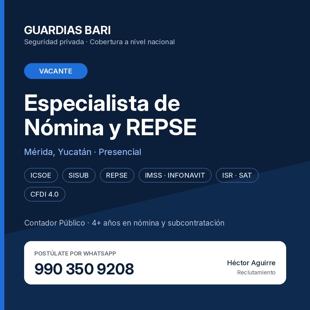 Especialista de Nómina y Cumplimiento REPSE