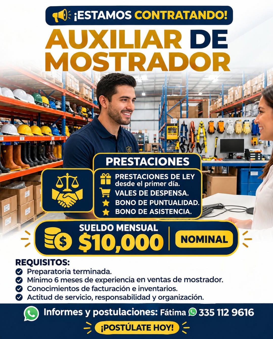 Auxiliar de Ventas de Mostrador