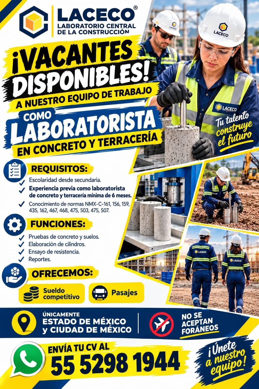 Laboratorista de Concreto y Terracería