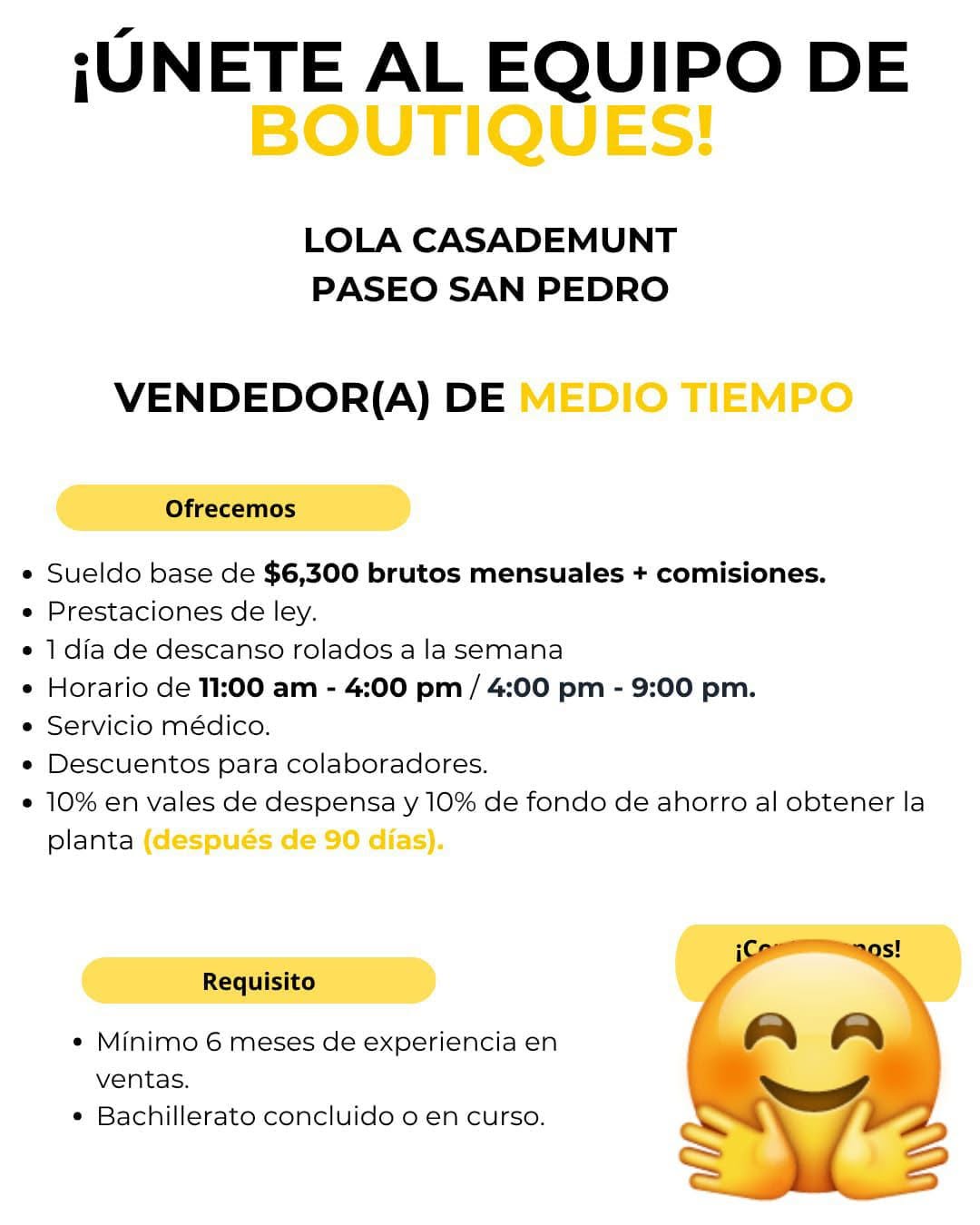 Vendedora de Medio Tiempo