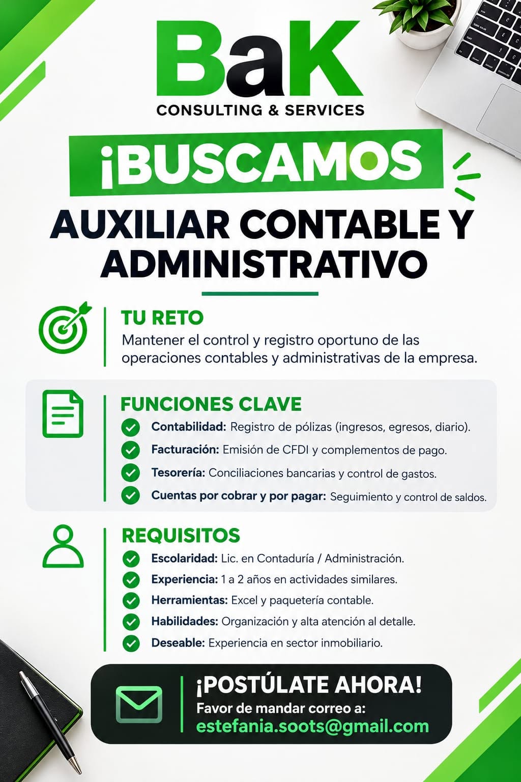 Auxiliar Contable y Administrativo