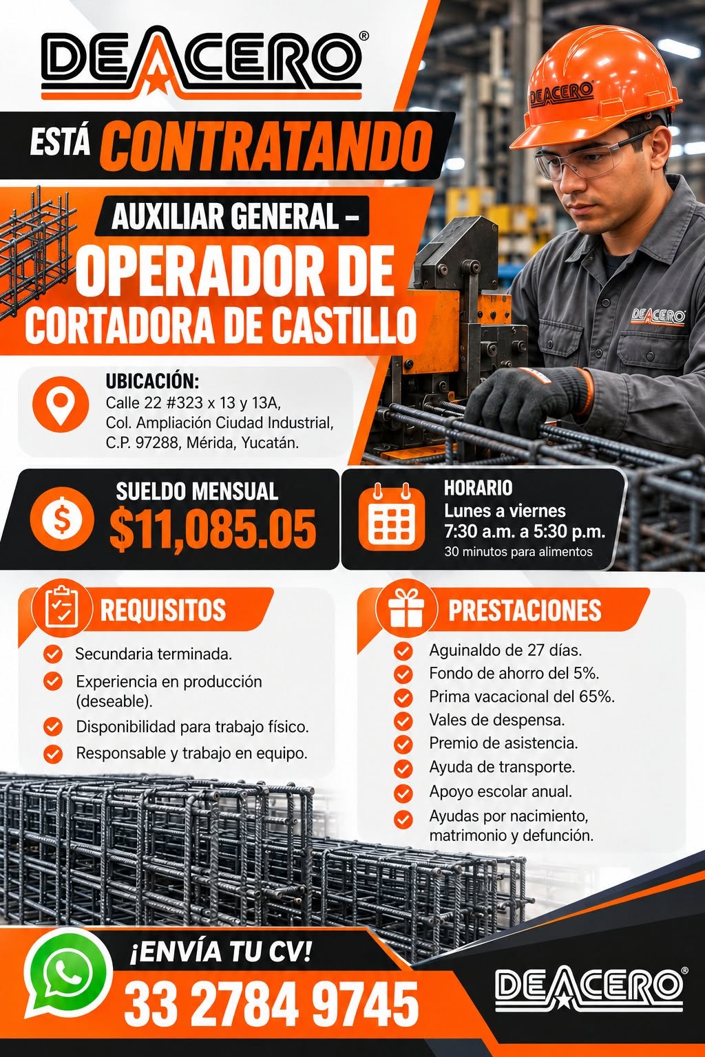 Auxiliar General – Operador de Cortadora de Castillo