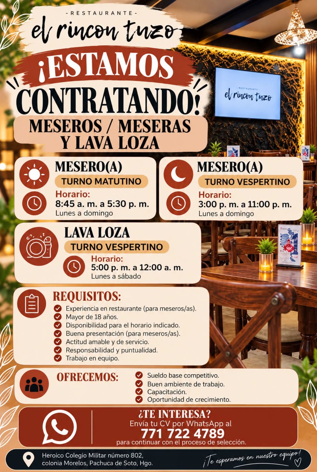 Mesero(a) - Turno matutino